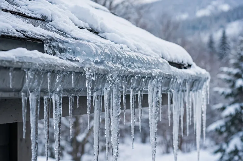 Ice Dam Solutions before repair — roof damage in Dearborn, MI